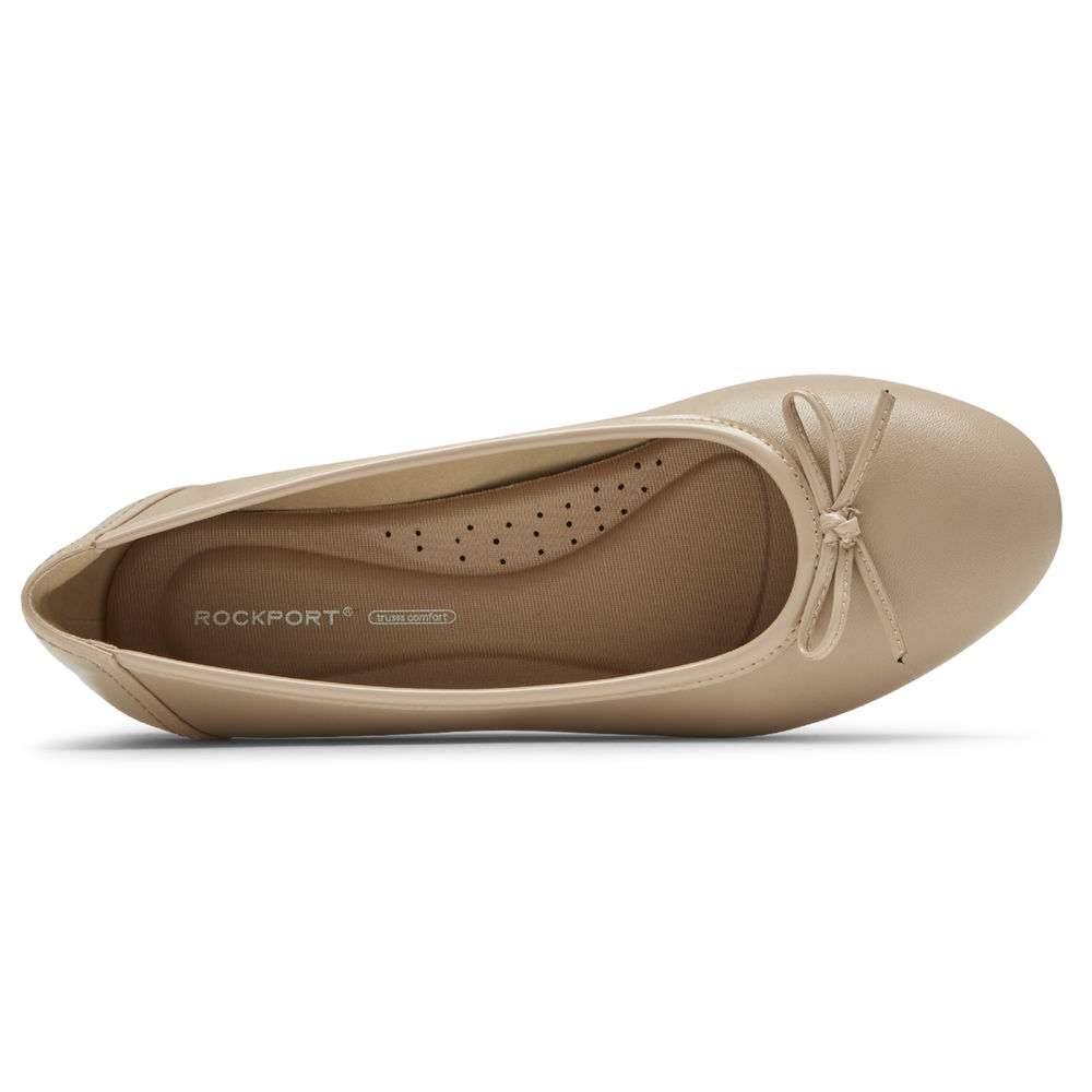 Rockport Flats For Womens Beige - Reagan Bow - TZ8014295